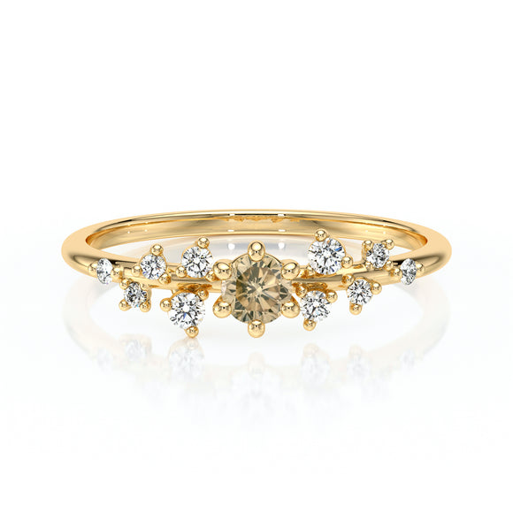 Solitaire accompagné diamant cognac Pluie d’étoiles - 8
