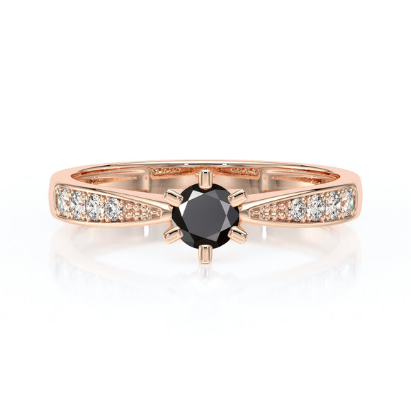 Solitaire accompagné diamant noir et diamant Destinée - 2