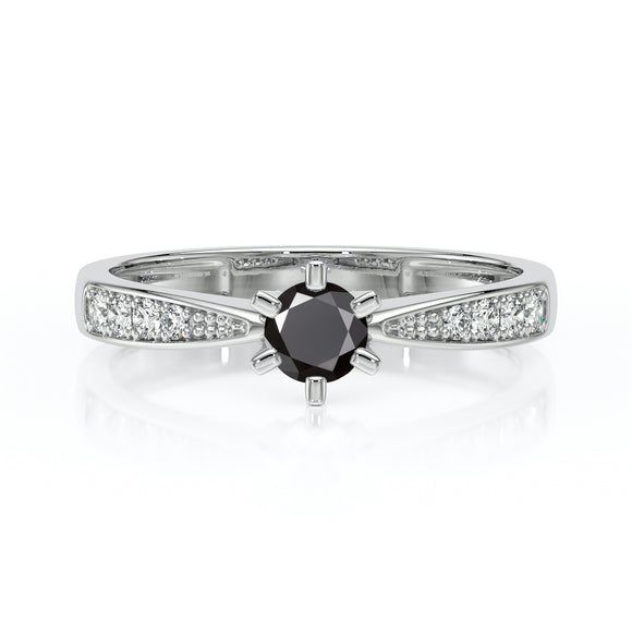 Solitaire accompagné diamant noir et diamant Destinée - 2