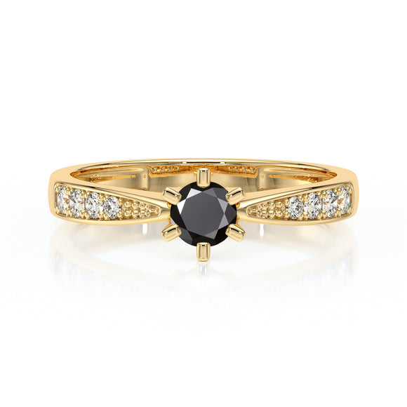 Solitaire accompagné diamant noir et diamant Destinée - 2