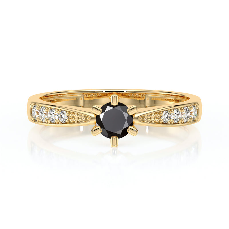 Solitaire accompagné diamant noir et diamant Destinée - 2