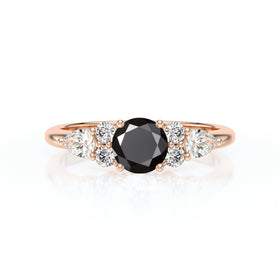 Solitaire accompagné diamant noir Divine Idylle - 13