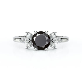 Solitaire accompagné diamant noir Divine Idylle - 19