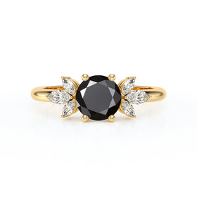 Solitaire accompagné diamant noir Divine Idylle - 19