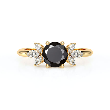 Solitaire accompagné diamant noir Divine Idylle - 19