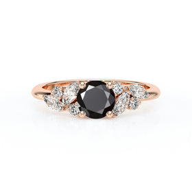 Solitaire accompagné diamant noir Divine Idylle - 20