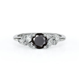Solitaire accompagné diamant noir Divine Idylle - 20
