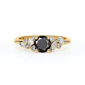 Solitaire accompagné diamant noir Divine Idylle - 20