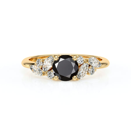 Solitaire accompagné diamant noir Divine Idylle - 20