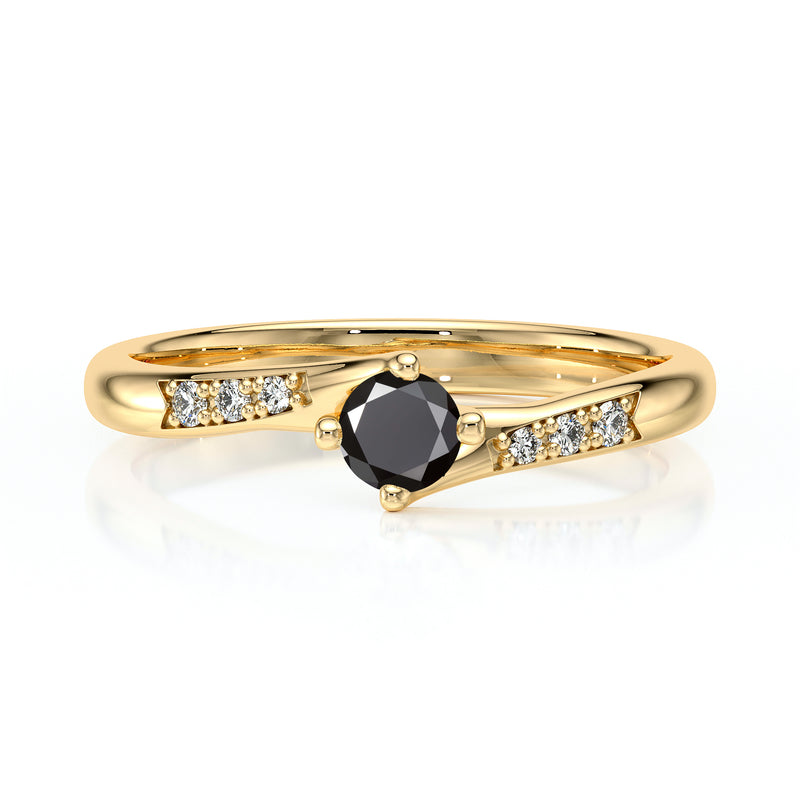 Solitaire accompagné diamant noir et diamant Fou de toi - 1