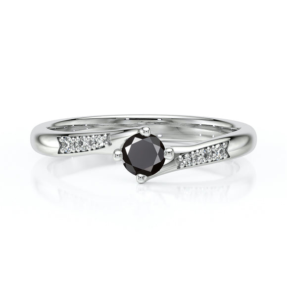 Solitaire accompagné diamant noir et diamant Fou de toi - 1