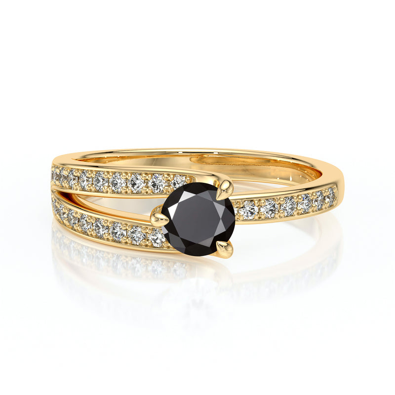 Solitaire accompagné diamant noir et diamant Fou de toi - 5