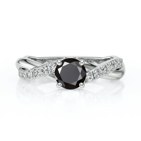 Solitaire accompagné diamant noir Fou de toi - 3
