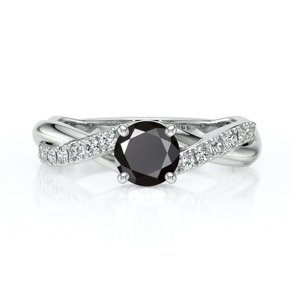 Solitaire accompagné diamant noir Fou de toi - 3