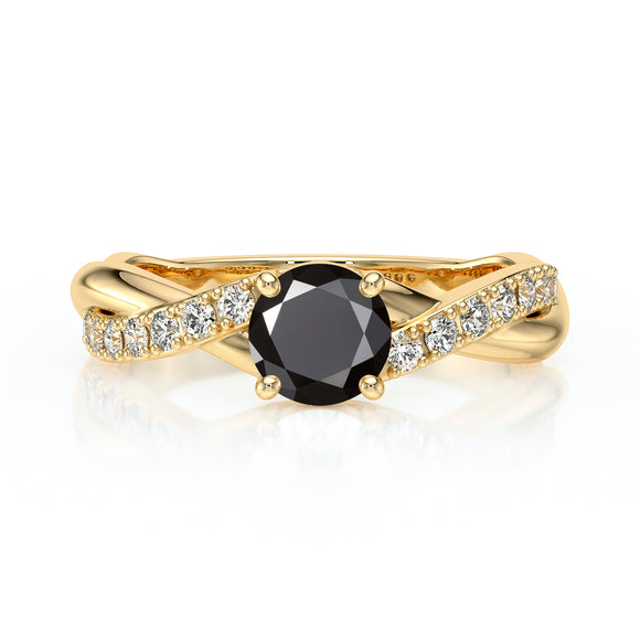 Solitaire accompagné diamant noir Fou de toi - 3