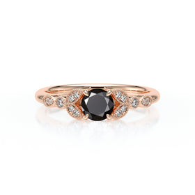 Solitaire accompagné diamant noir Fou de toi - 4