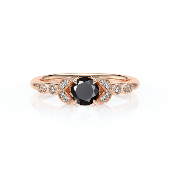 Solitaire accompagné diamant noir Fou de toi - 4
