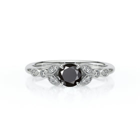 Solitaire accompagné diamant noir Fou de toi - 4