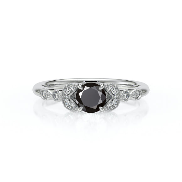 Solitaire accompagné diamant noir Fou de toi - 4