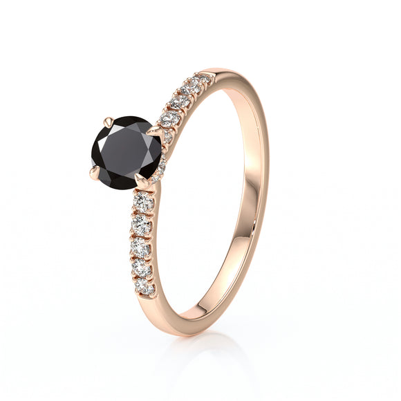 Solitaire accompagné diamant noir Pluie d’étoiles - 17