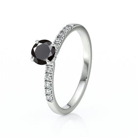 Solitaire accompagné diamant noir Pluie d’étoiles - 17