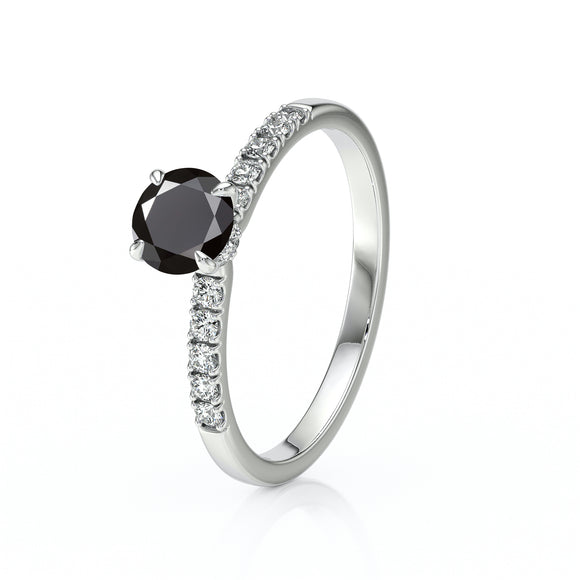 Solitaire accompagné diamant noir Pluie d’étoiles - 17