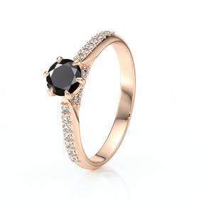 Solitaire accompagné diamant noir Pluie d’étoiles - 18