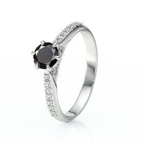 Solitaire accompagné diamant noir Pluie d’étoiles - 18