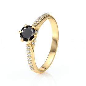 Solitaire accompagné diamant noir Pluie d’étoiles - 18