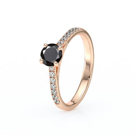Solitaire accompagné diamant noir Pluie d’étoiles - 19
