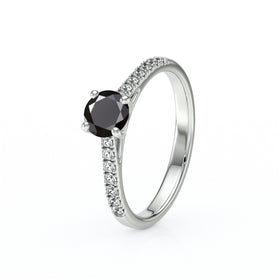 Solitaire accompagné diamant noir Pluie d’étoiles - 19