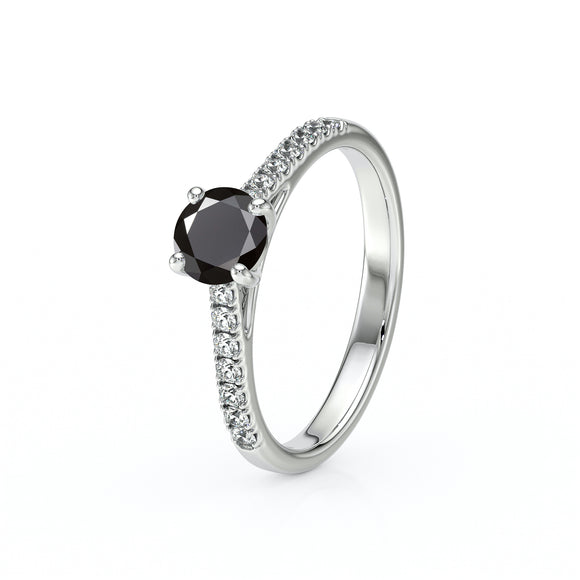Solitaire accompagné diamant noir Pluie d’étoiles - 19