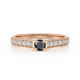 Solitaire accompagné diamant noir et diamant Pluie d’étoiles - 2