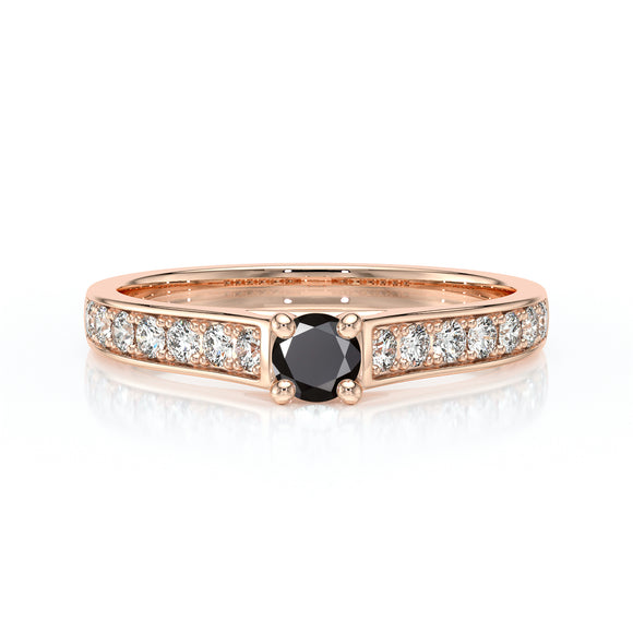 Solitaire accompagné diamant noir et diamant Pluie d’étoiles - 2