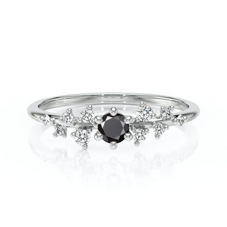 Solitaire accompagné diamant noir et diamant Pluie d’étoiles - 8