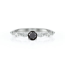 Solitaire accompagné diamant noir Solstice - 5
