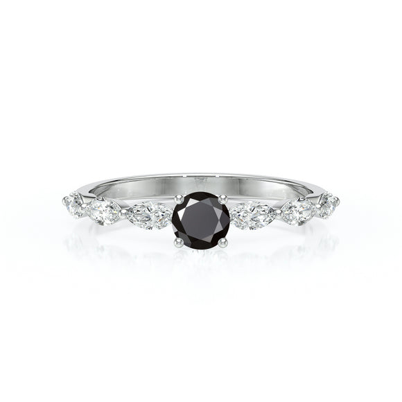 Solitaire accompagné diamant noir Solstice - 5