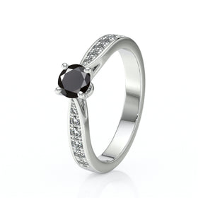 Solitaire accompagné diamant noir et diamant Pluie d’étoiles - 15