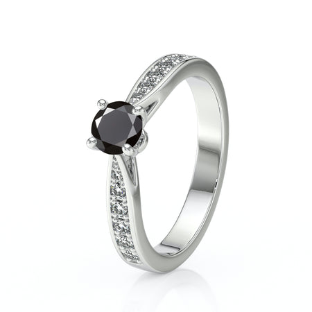 Solitaire accompagné diamant noir et diamant Pluie d’étoiles - 15