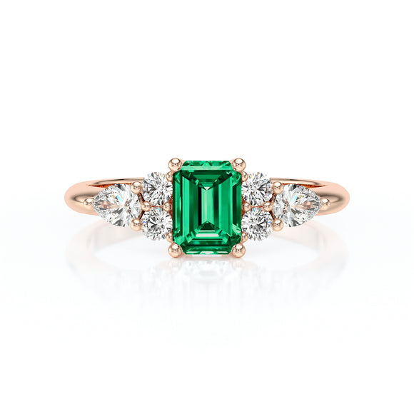 Solitaire accompagné émeraude diamant Divine Idylle - 10