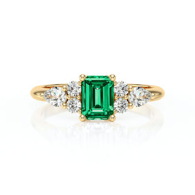 Solitaire accompagné émeraude diamant Divine Idylle - 10