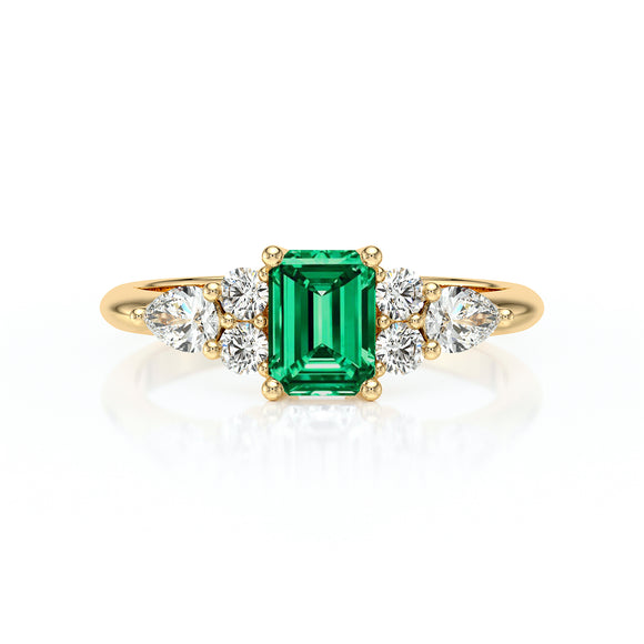 Solitaire accompagné émeraude diamant Divine Idylle - 10