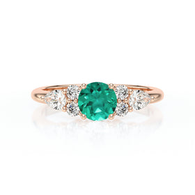 Solitaire accompagné émeraude diamant Divine Idylle - 13
