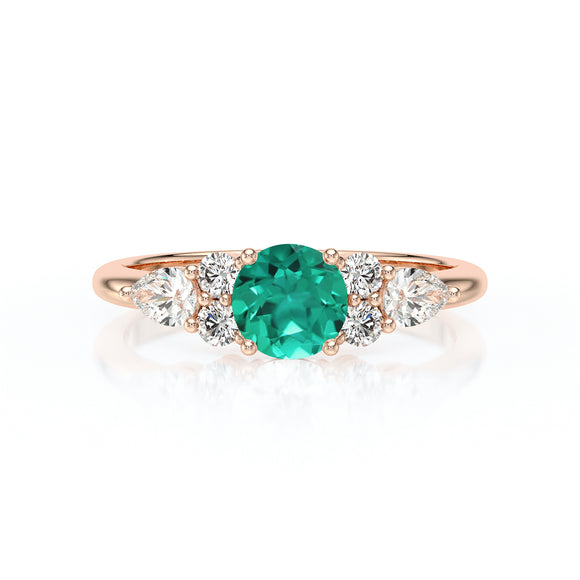 Solitaire accompagné émeraude diamant Divine Idylle - 13
