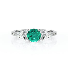 Solitaire accompagné émeraude diamant Divine Idylle - 13