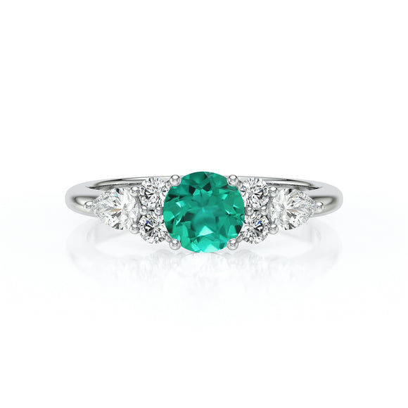 Solitaire accompagné émeraude diamant Divine Idylle - 13