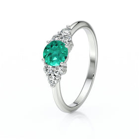 Solitaire accompagné émeraude diamant Divine Idylle - 14