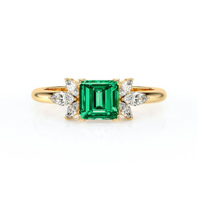 Solitaire accompagné émeraude diamant Divine Idylle - 15