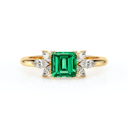 Solitaire accompagné émeraude diamant Divine Idylle - 15