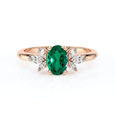 Solitaire accompagné émeraude diamant Divine Idylle - 16